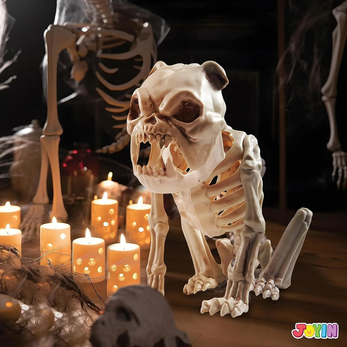 JOYIN 11-Inch Halloween Skeleton Dog with Posable Joints