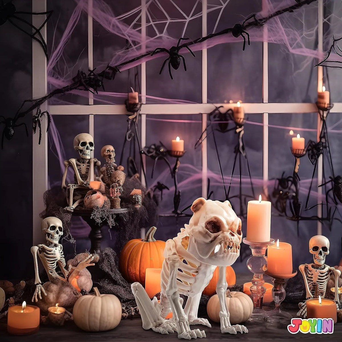 JOYIN 11-Inch Halloween Skeleton Dog with Posable Joints