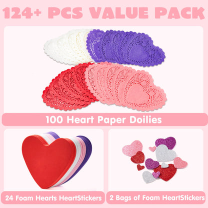 JOYIN 126+ Pcs Valentine's Day Craft Gift Set with 100 Heart Doilies