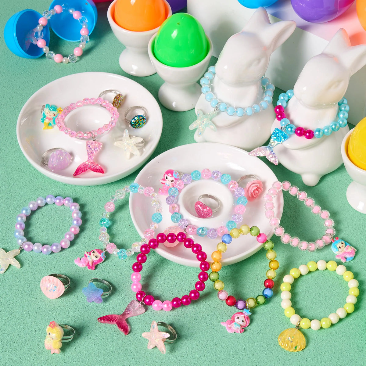 JOYIN 12 Pack Prefilled Easter Eggs with Beads and Jewelry Toys