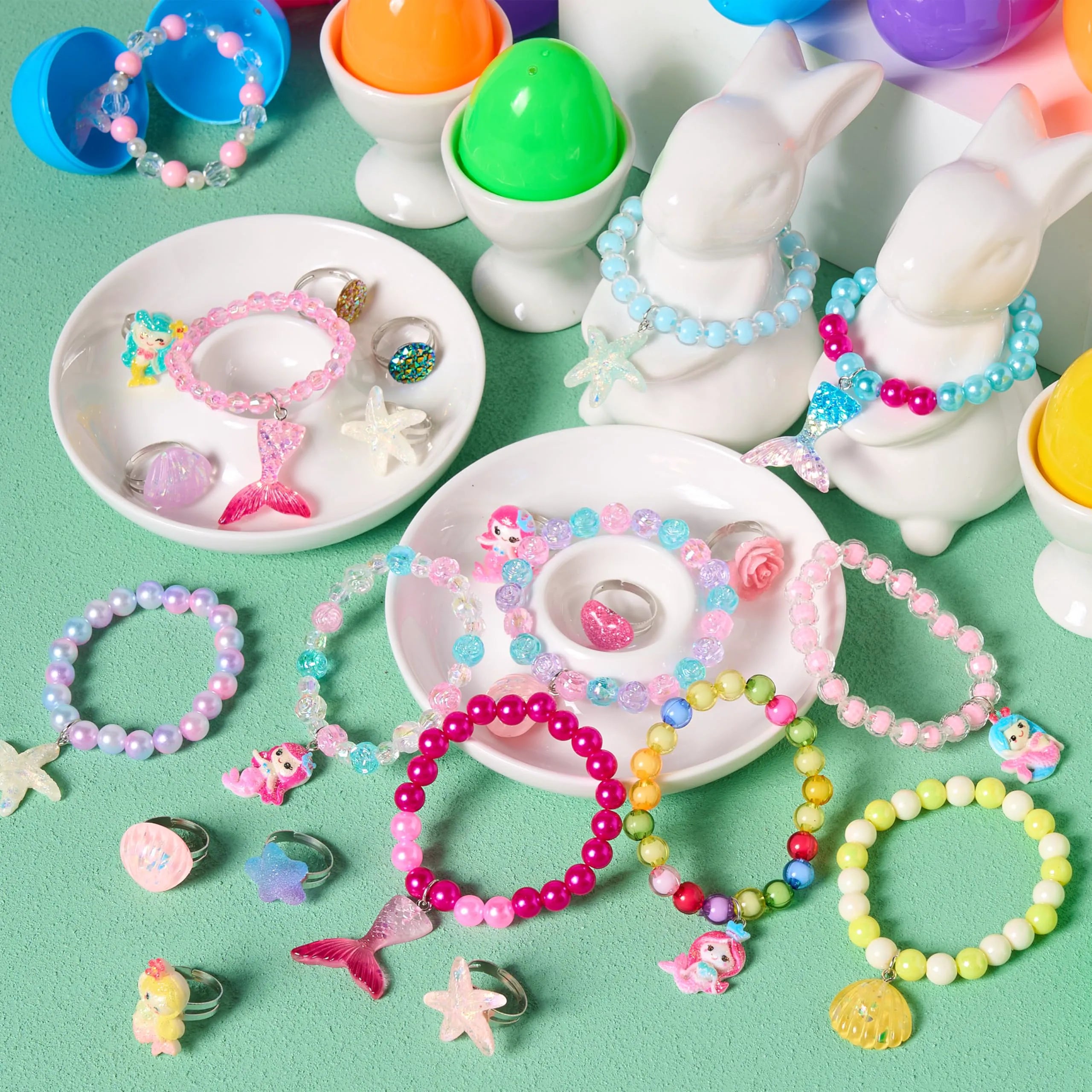 JOYIN 12 Pack Prefilled Easter Eggs with Beads and Jewelry Toys
