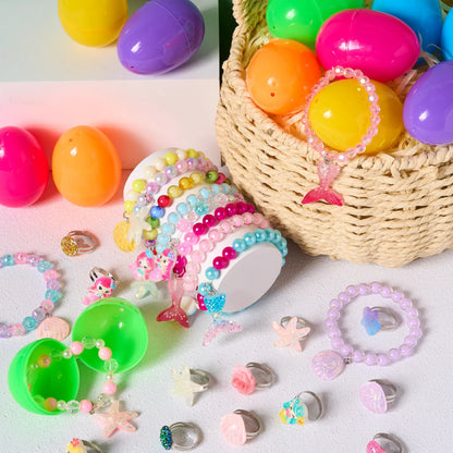 JOYIN 12 Pack Prefilled Easter Eggs with Beads and Jewelry Toys