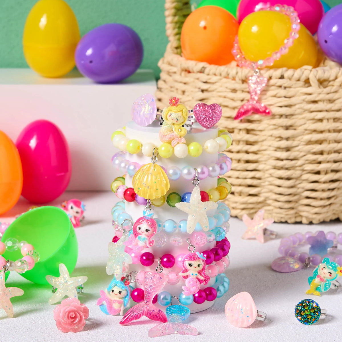 JOYIN 12 Pack Prefilled Easter Eggs with Beads and Jewelry Toys