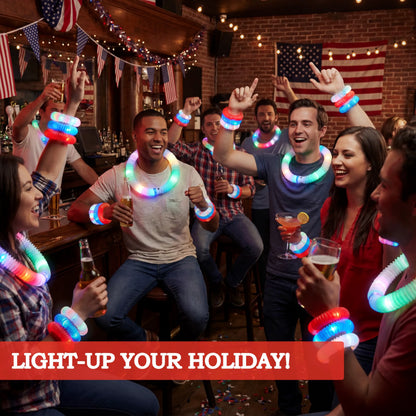JOYIN 12-Piece Patriotic Light-Up Pop Tubes and Glow Sticks Set for 4th of July