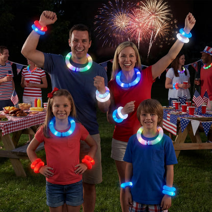 JOYIN 12-Piece Patriotic Light-Up Pop Tubes and Glow Sticks Set for 4th of July