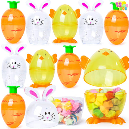 JOYIN 12-Pack Bunny-Shaped Fillable Easter Egg Shells