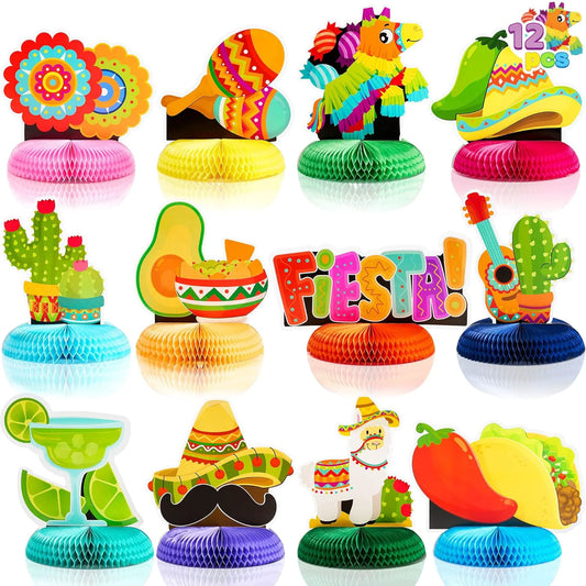 JOYIN 12-Pack Cinco de Mayo Honeycomb Table Centerpieces