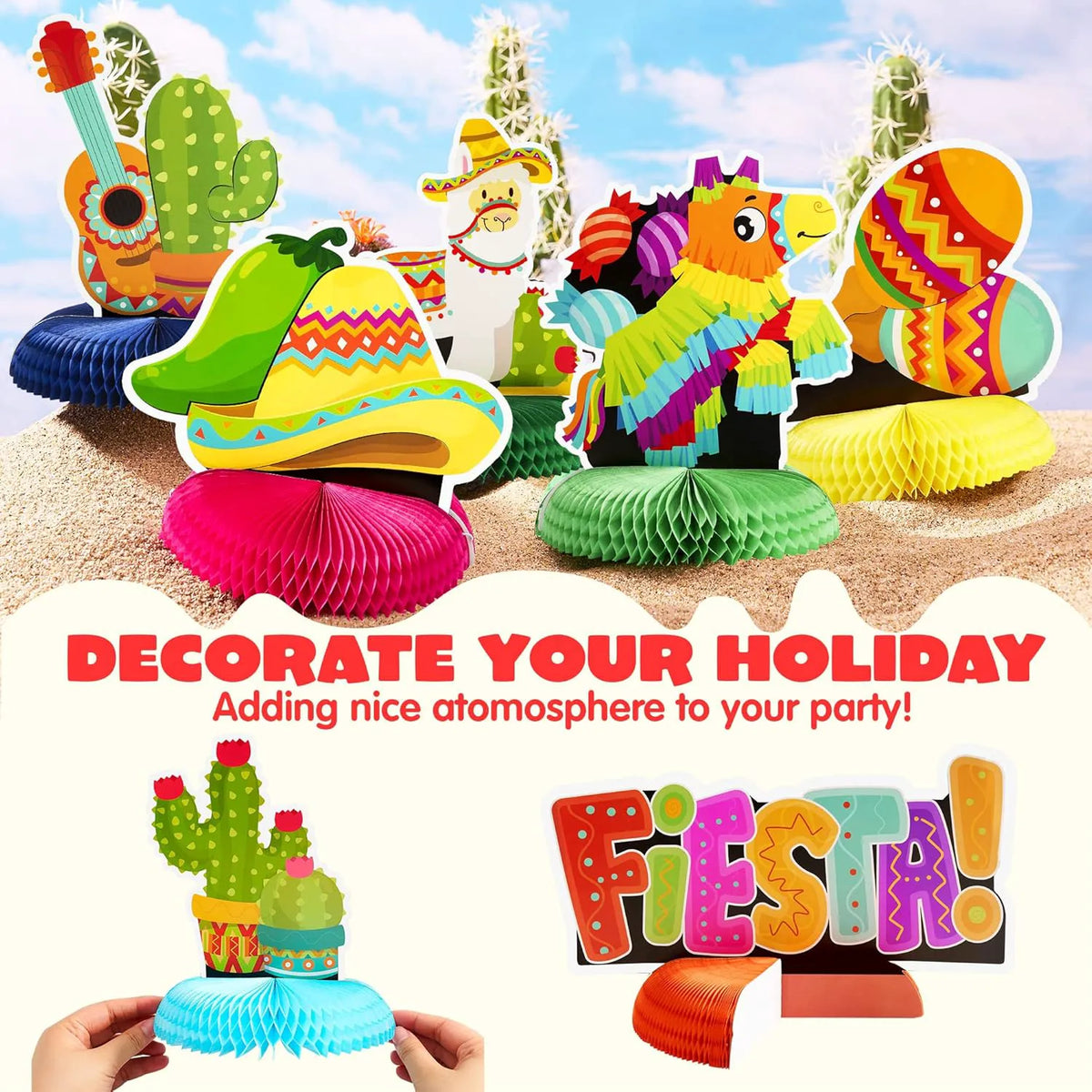 JOYIN 12-Pack Cinco de Mayo Honeycomb Table Centerpieces