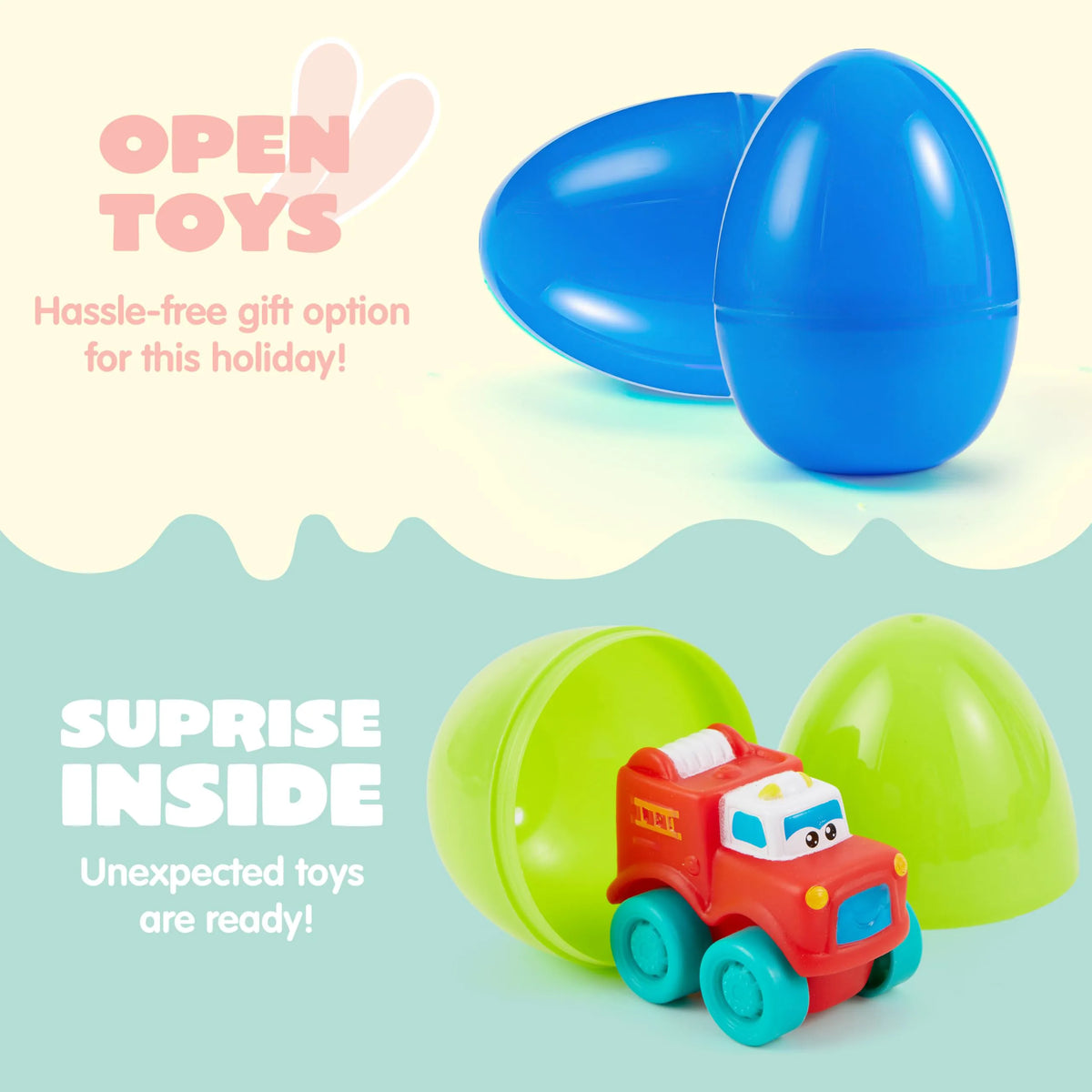 JOYIN 12-Pack Easter Eggs with Rubber Cars