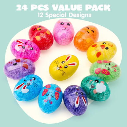 JOYIN 12-Pack Easter Prefilled Eggs with Foam Squishy Toys