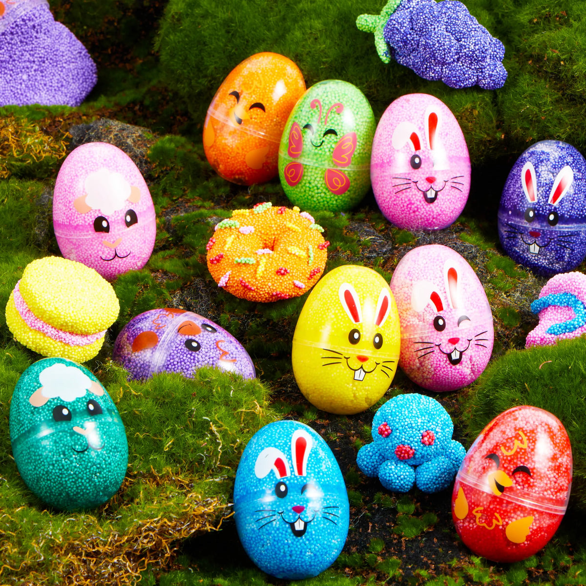 JOYIN 12-Pack Easter Prefilled Eggs with Foam Squishy Toys