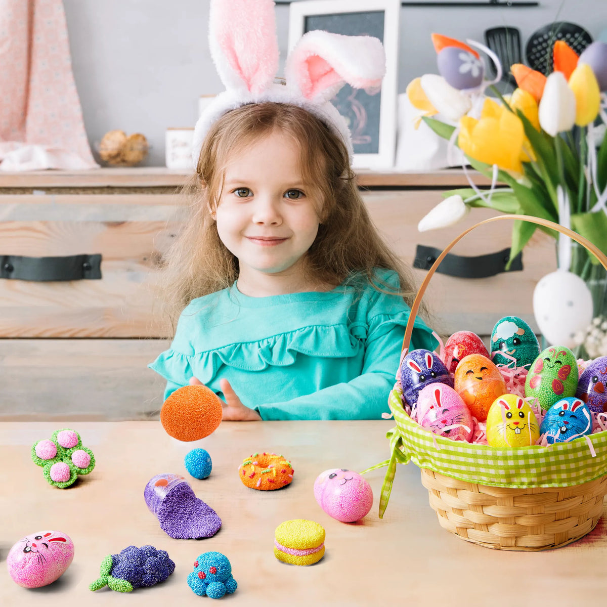 JOYIN 12-Pack Easter Prefilled Eggs with Foam Squishy Toys