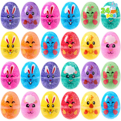 JOYIN 12-Pack Easter Prefilled Eggs with Foam Squishy Toys