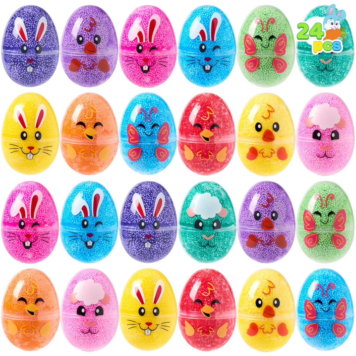 JOYIN 12-Pack Easter Prefilled Eggs with Foam Squishy Toys