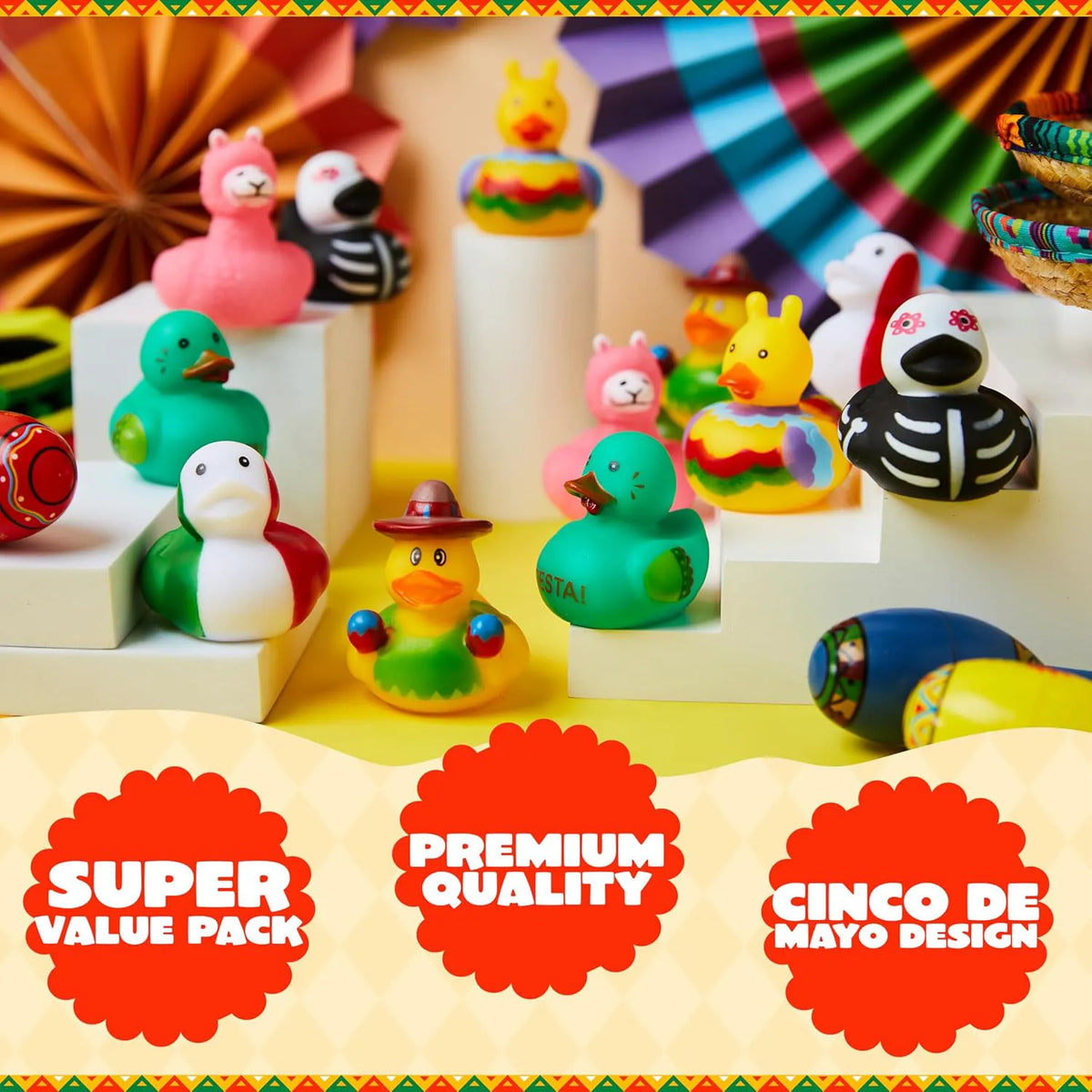 JOYIN 12-Pack Mexican Fiesta Rubber Ducks