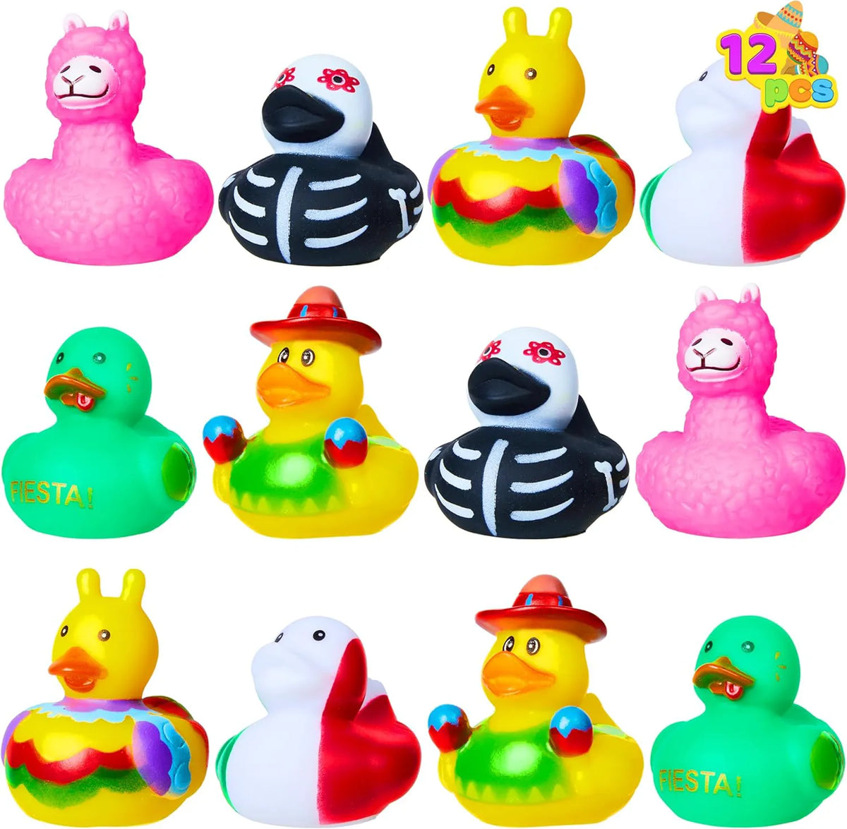 JOYIN 12-Pack Mexican Fiesta Rubber Ducks