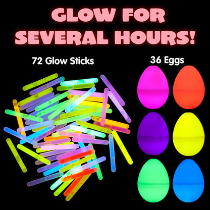 JOYIN 144 Pcs Easter Eggs with Mini Glow Sticks