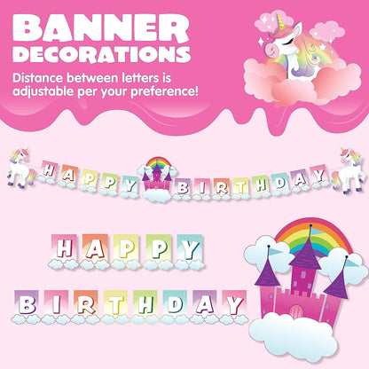 JOYIN 145-Piece Unicorn Birthday Party Supplies Set with Unicorn Banner for Girls
