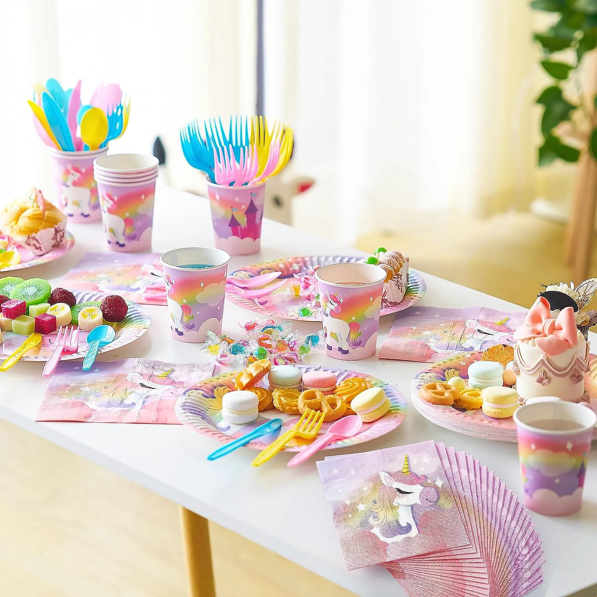 JOYIN 145-Piece Unicorn Birthday Party Supplies Set with Unicorn Banner for Girls
