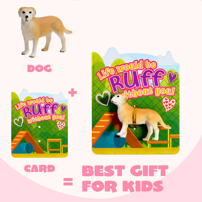 JOYIN 14-Pack Valentine's Day Greeting Cards with Dog Puppy Figure Toys for Kids Party Favors