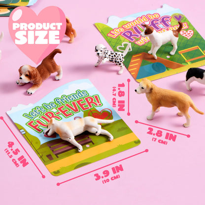 JOYIN 14-Pack Valentine's Day Greeting Cards with Dog Puppy Figure Toys for Kids Party Favors
