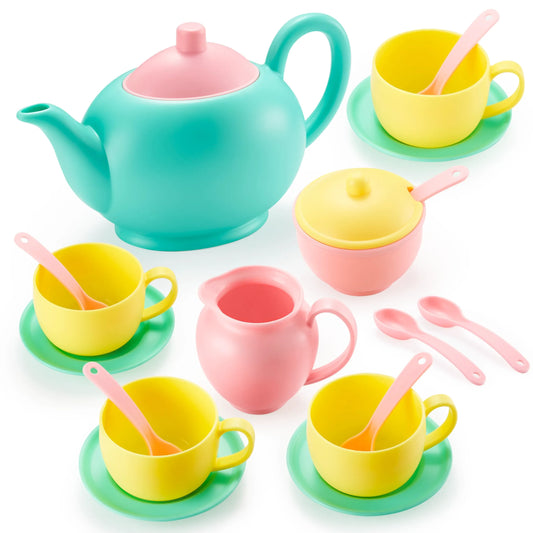 JOIN 18-Piece BPA-Free Pretend Play Tea Set for Kids