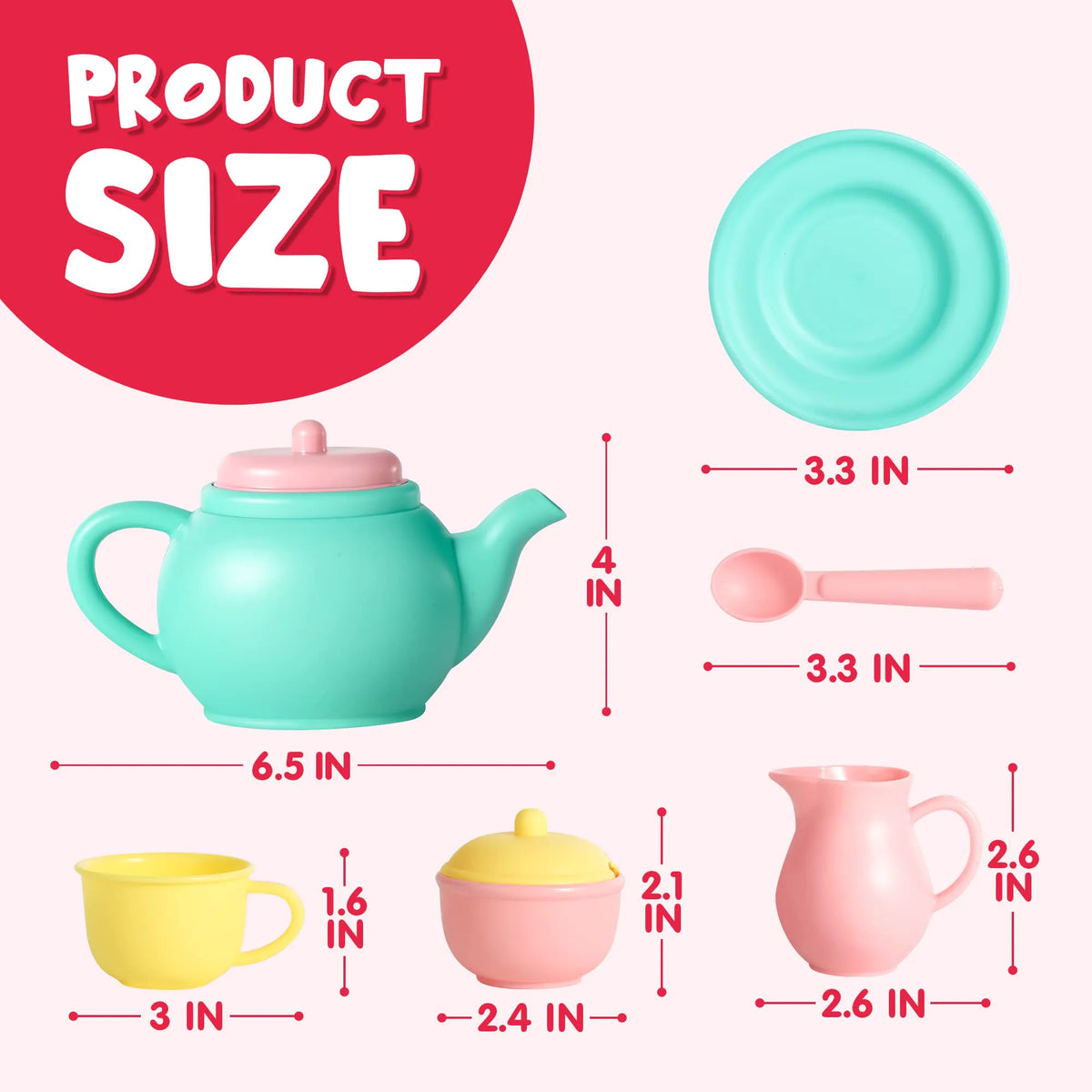 JOIN 18-Piece BPA-Free Pretend Play Tea Set for Kids