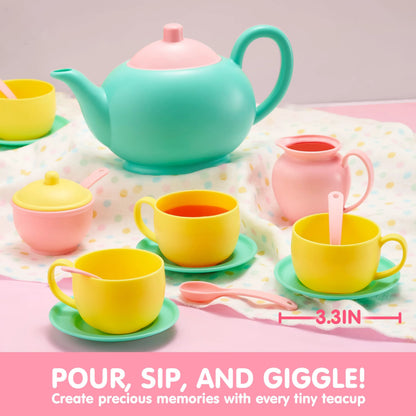 JOIN 18-Piece BPA-Free Pretend Play Tea Set for Kids