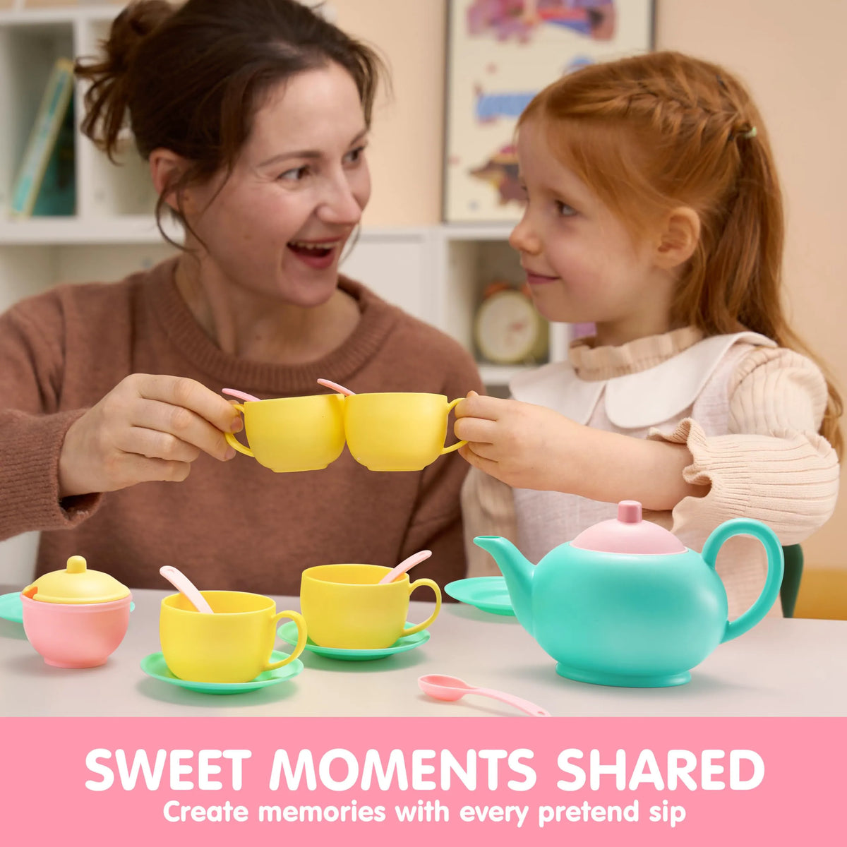 JOIN 18-Piece BPA-Free Pretend Play Tea Set for Kids