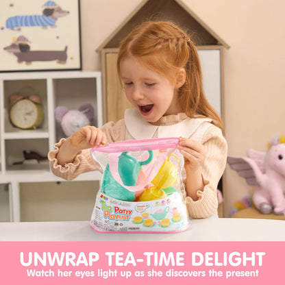 JOIN 18-Piece BPA-Free Pretend Play Tea Set for Kids