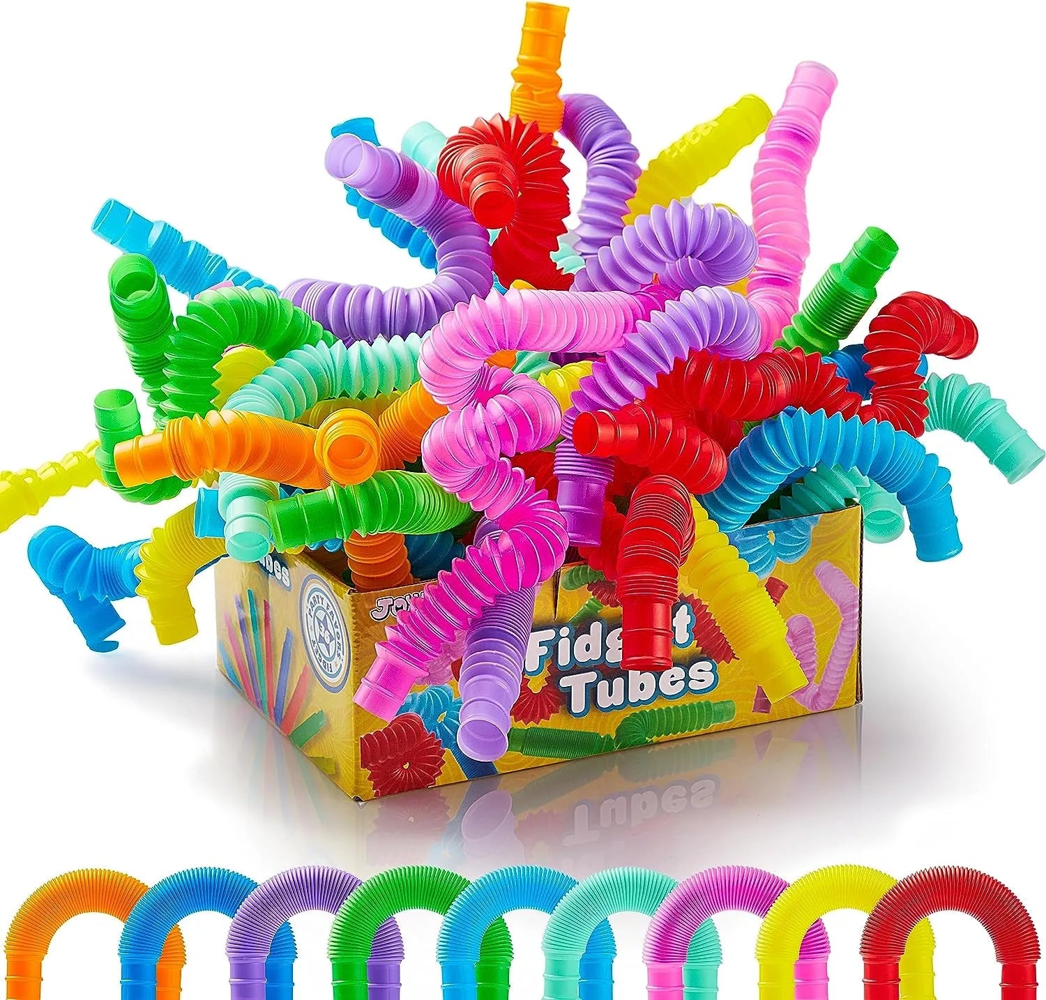 18 Pack Pop Tubes, Fidget Tubes Party Favors in 9 Colors