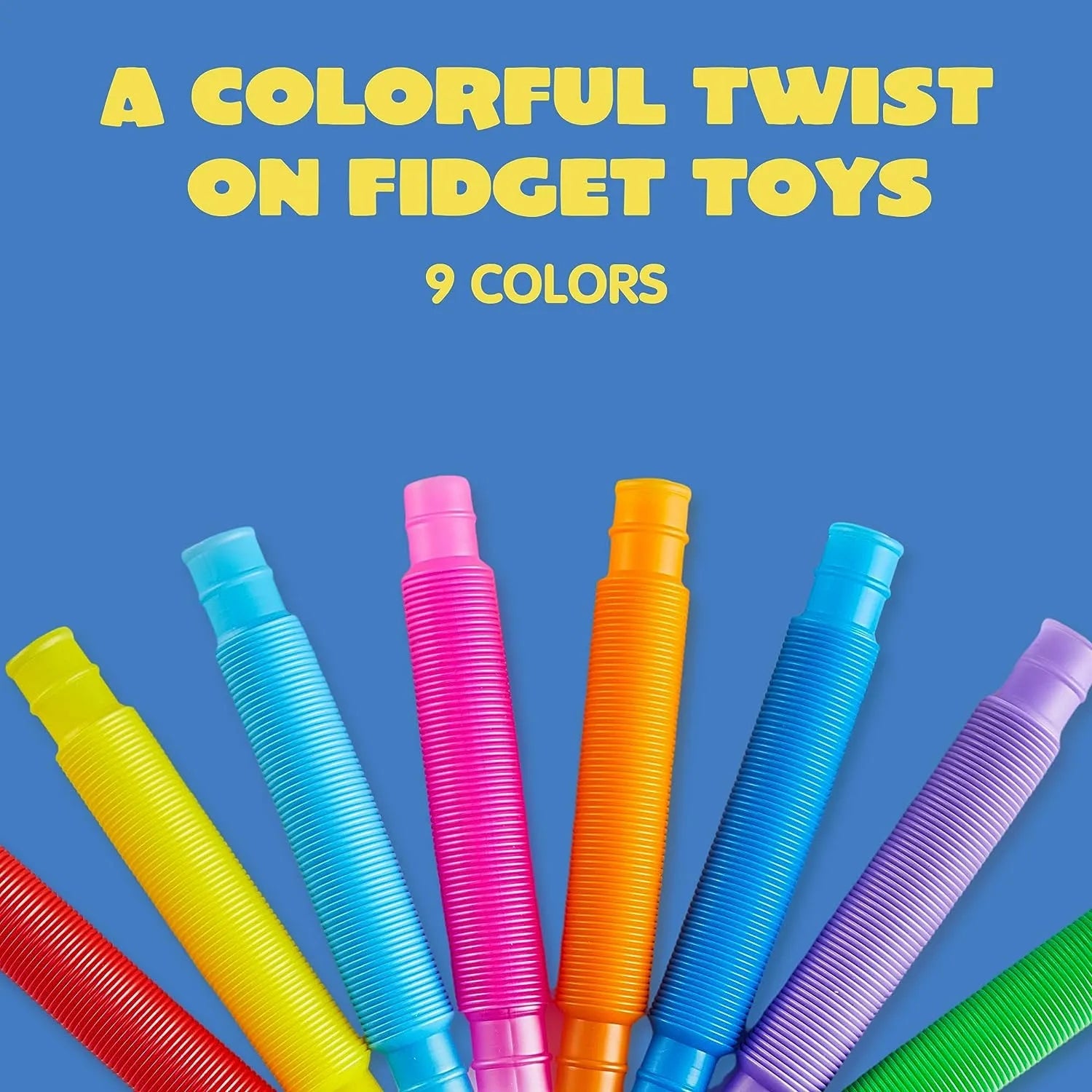 18 Pack Pop Tubes, Fidget Tubes Party Favors in 9 Colors