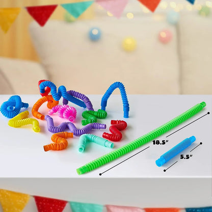18 Pack Pop Tubes, Fidget Tubes Party Favors in 9 Colors