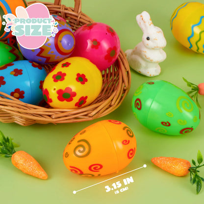 JOYIN 18 Bright Printed Plastic Easter Eggs