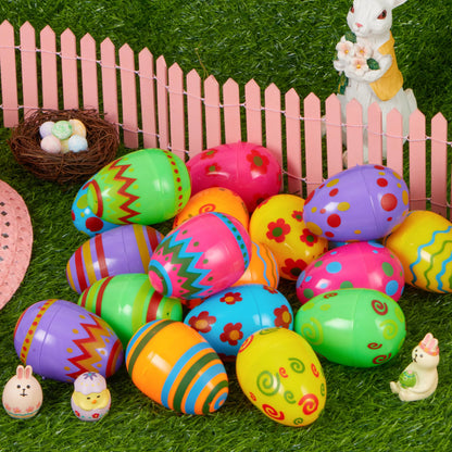 JOYIN 18 Bright Printed Plastic Easter Eggs