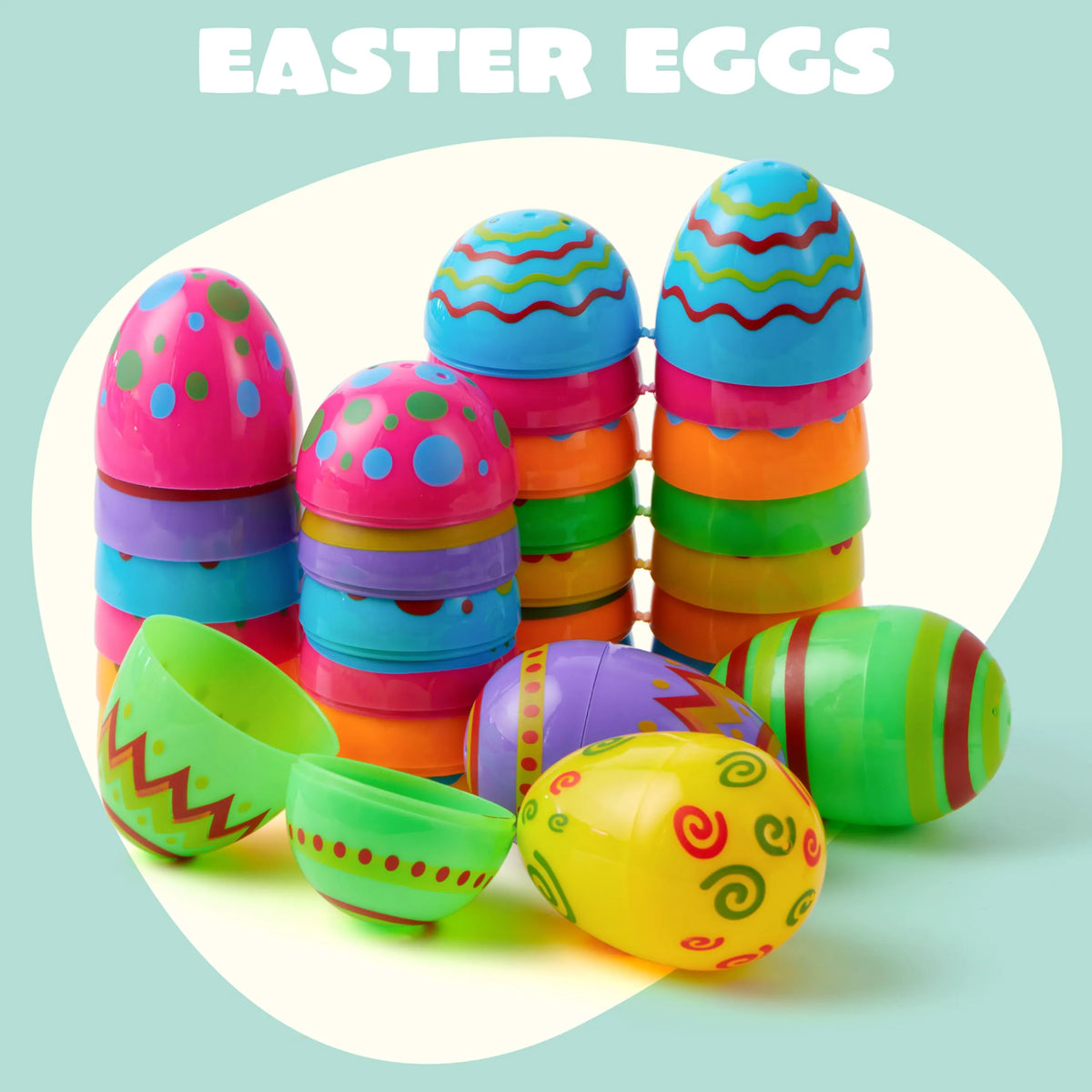 JOYIN 18 Bright Printed Plastic Easter Eggs