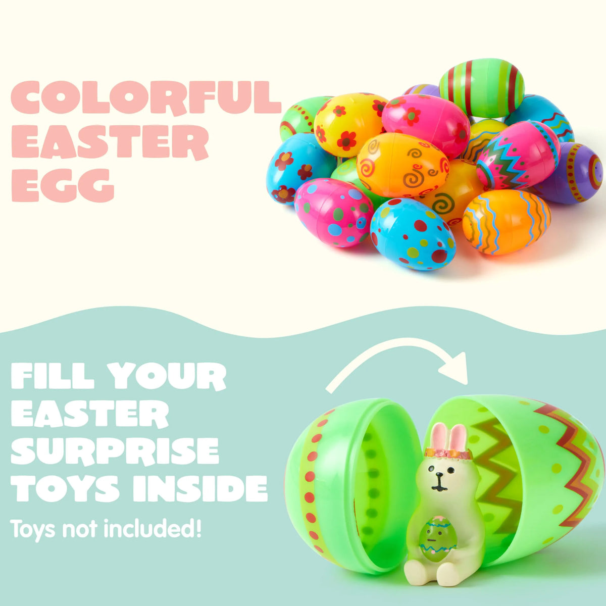 JOYIN 18 Bright Printed Plastic Easter Eggs