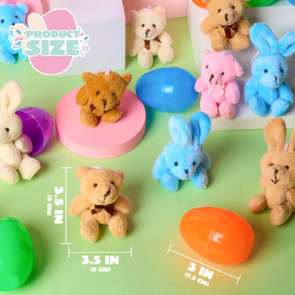JOYIN 18 Pcs Prefilled Easter Eggs with Plush Animals