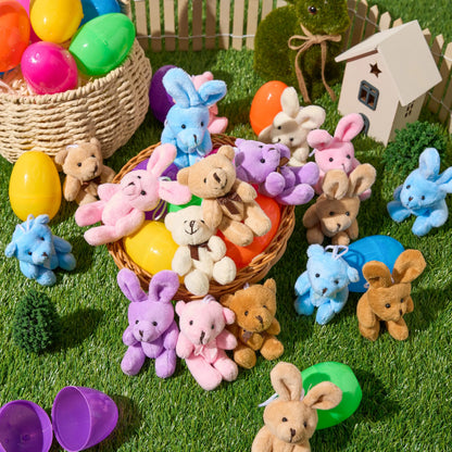 JOYIN 18 Pcs Prefilled Easter Eggs with Plush Animals