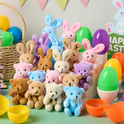 JOYIN 18 Pcs Prefilled Easter Eggs with Plush Animals