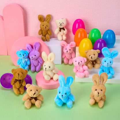 JOYIN 18 Pcs Prefilled Easter Eggs with Plush Animals