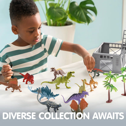 JOYIN 19-Piece Dinosaur Toy Set with Play Mat and Storage Cage