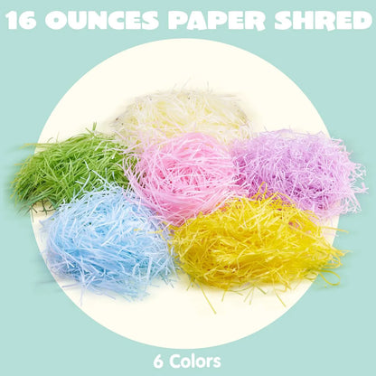 JOYIN 1LB Recyclable Easter Grass - 6-Color Crinkle Paper Shred