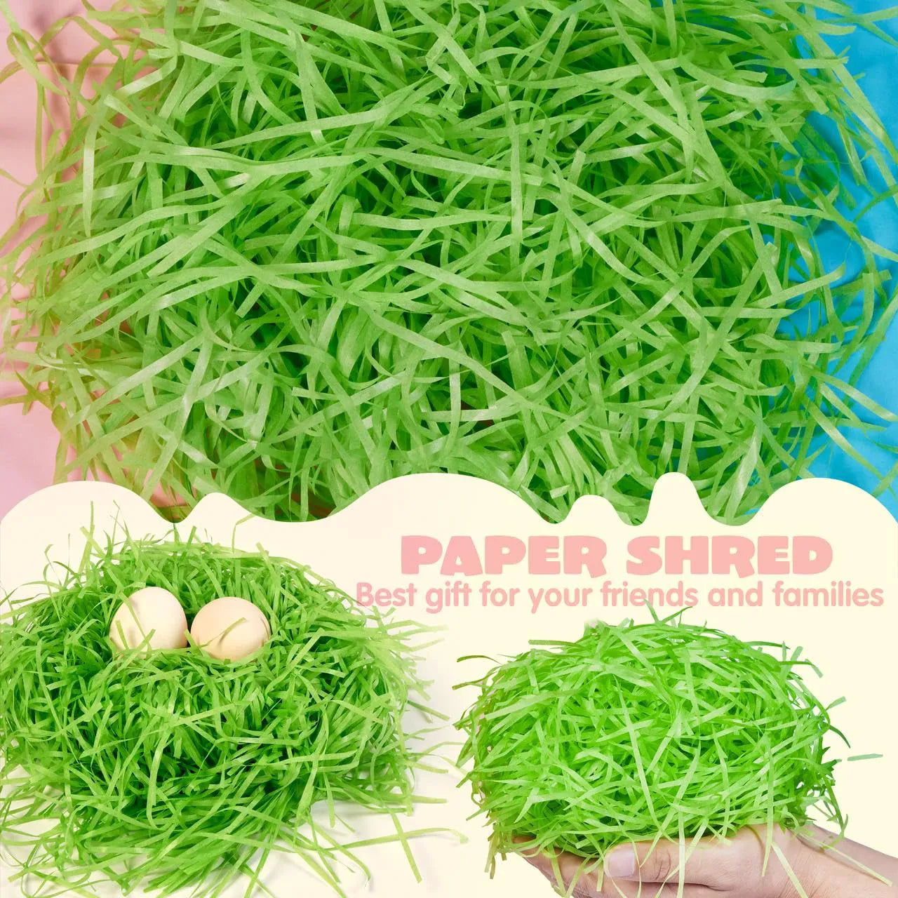 JOYIN 1LB Recyclable Easter Grass - 6-Color Crinkle Paper Shred
