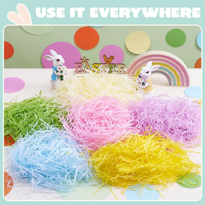 JOYIN 1LB Recyclable Easter Grass - 6-Color Crinkle Paper Shred