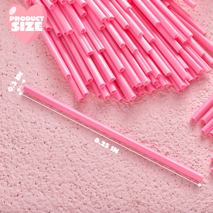 JOYIN 200 Pcs Valentine Heart-Shaped Pink Straws