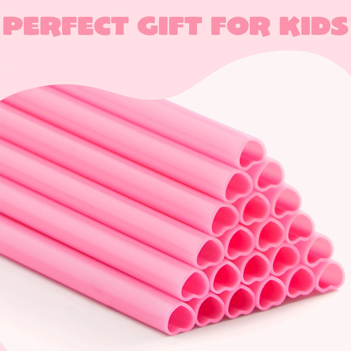 JOYIN 200 Pcs Valentine Heart-Shaped Pink Straws