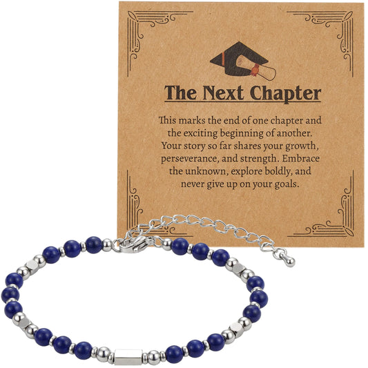 2026 Dark Blue Graduation Bracelet with Greeting Card and Gift Box for Women