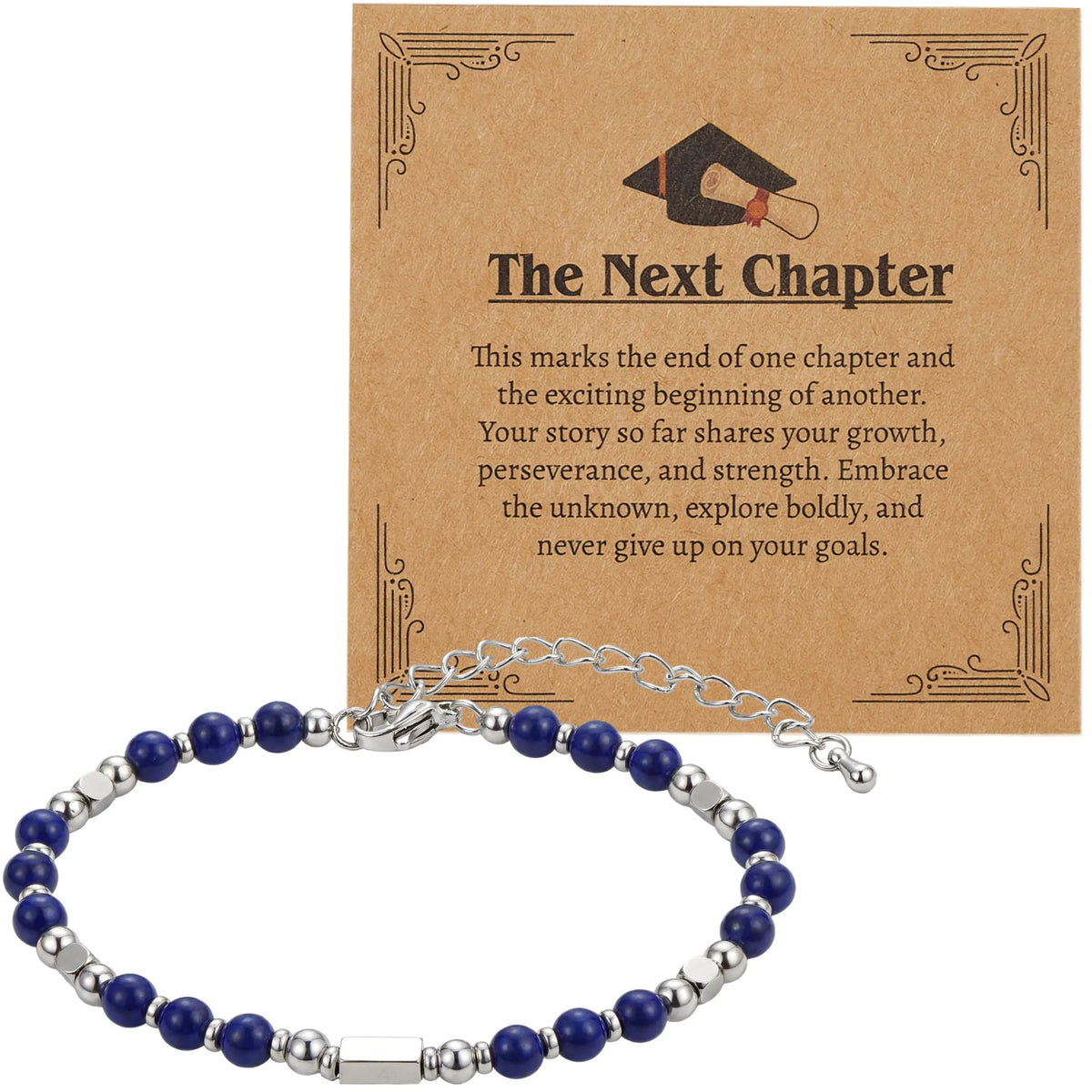 2026 Dark Blue Graduation Bracelet with Greeting Card and Gift Box for Women