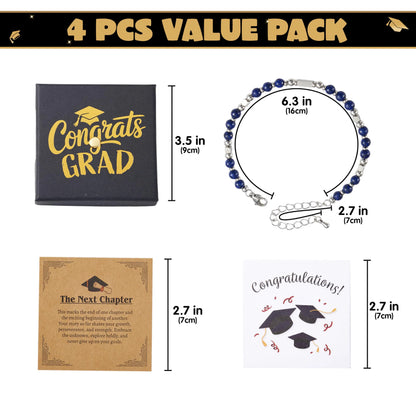 2026 Dark Blue Graduation Bracelet with Greeting Card and Gift Box for Women